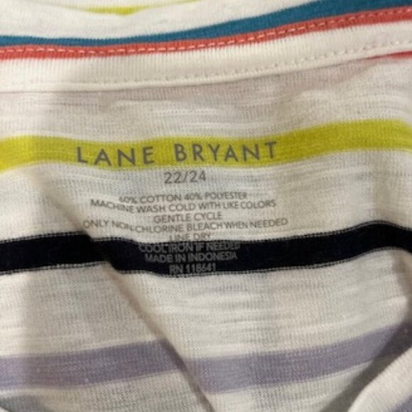 Lane Bryant Multi-Color Striped ¾ Ruched Sleeve T-Shirt – Like New! – Size 22/24 - Picture 7 of 7